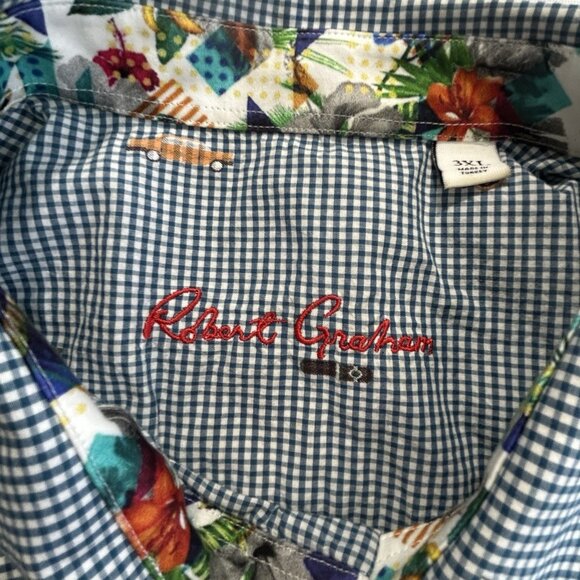 Robert Graham Short Sleeve Check, Cars, Booze, Cigar Button Down Men's Sz 3XL - Picture 9 of 11